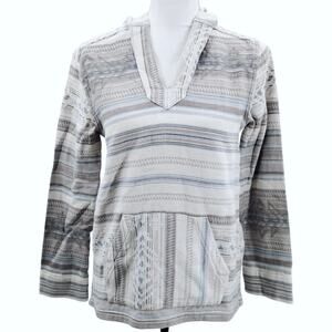 Faherty Baja Poncho Hoodie Sweater Aztec Southwestern Print Kangaroo Pocket XS